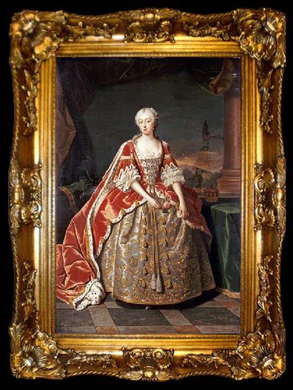framed  Jean Baptiste van Loo Portrait of Augusta of Saxe-Gotha, ta009-2